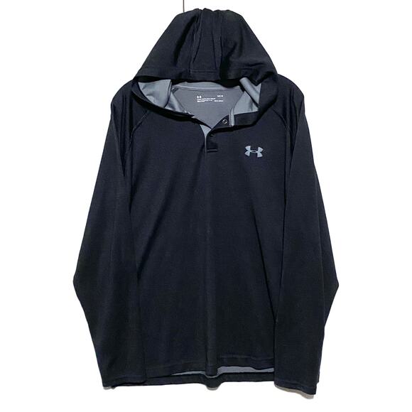 Under Armour Heat Gear Loose Snap Button Collar Pullover Hoodie Mens Large L - Picture 1 of 8
